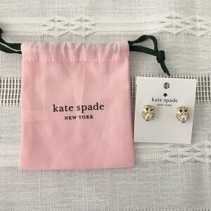 Kate Spade Gold and Pearl Owl Earrings